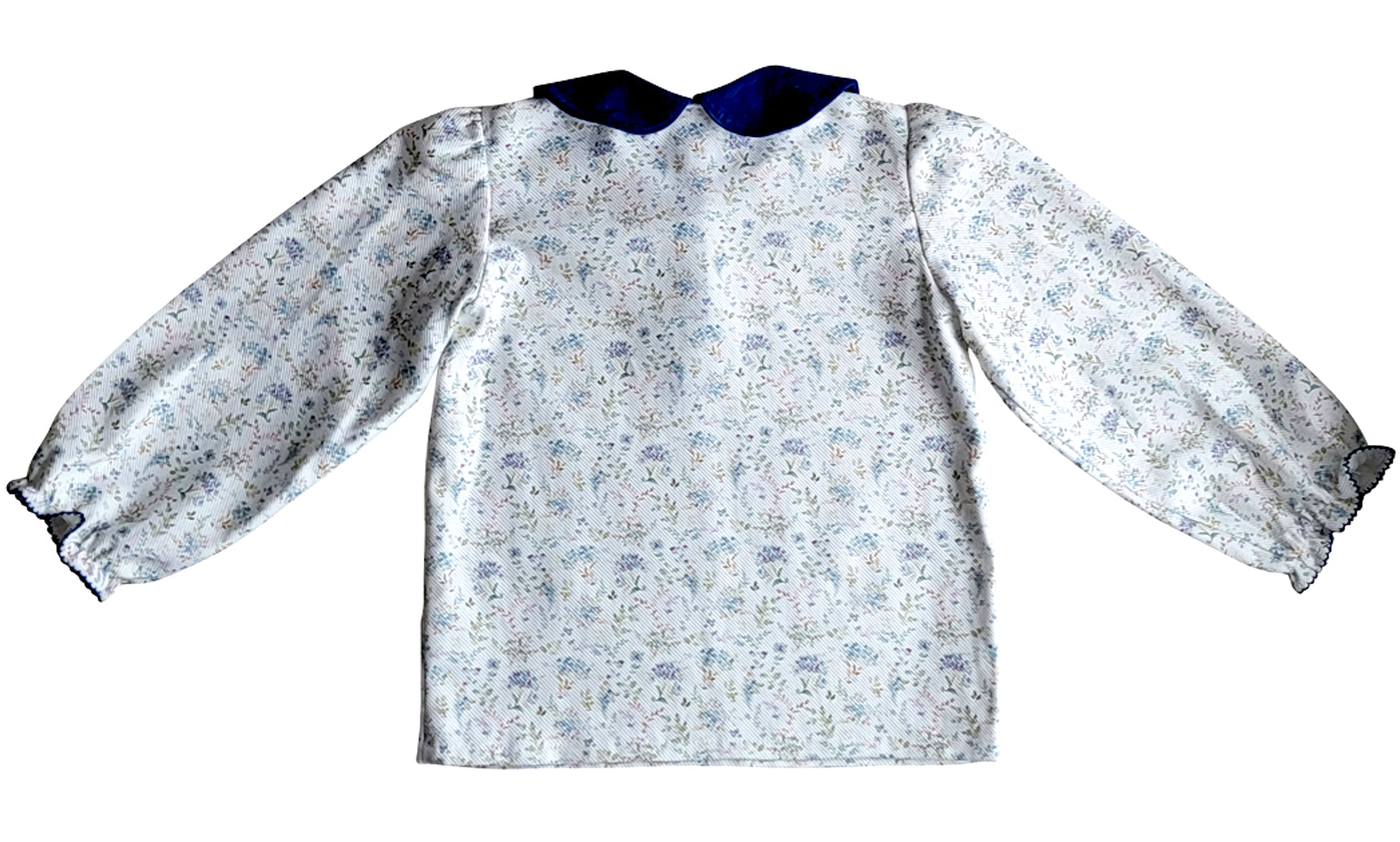 Mia and Jules Fall Floral Print with blue corduroy Girl Top - Little Threads Inc. Children's Clothing