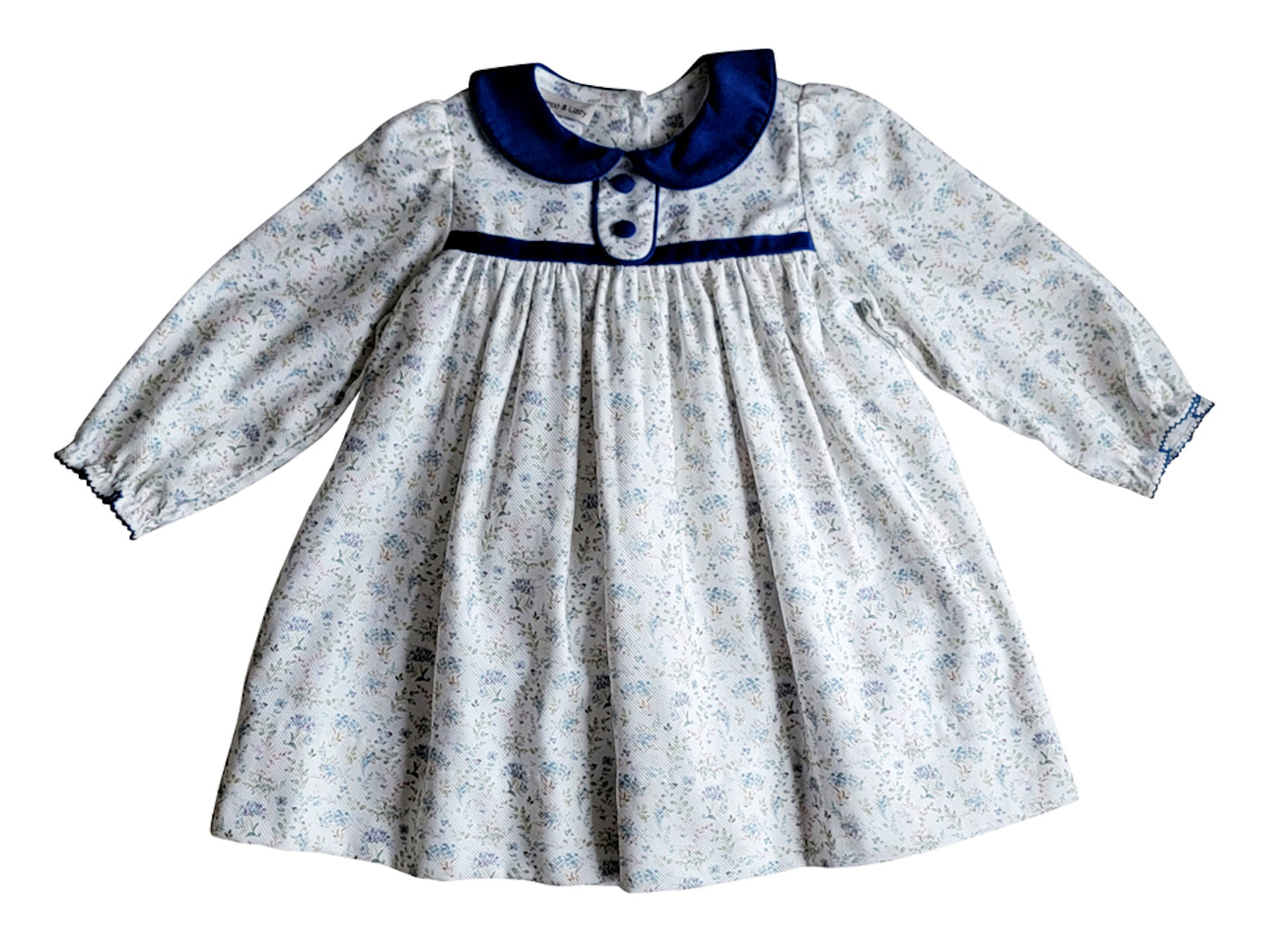 Mia - Long sleeve Fall blue flowers Girl's float dress - Little Threads Inc. Children's Clothing