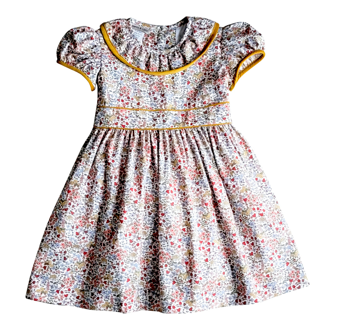 Celine and Lucas Fall Floral Print and corduroy Girl's Dress - Little Threads Inc. Children's Clothing