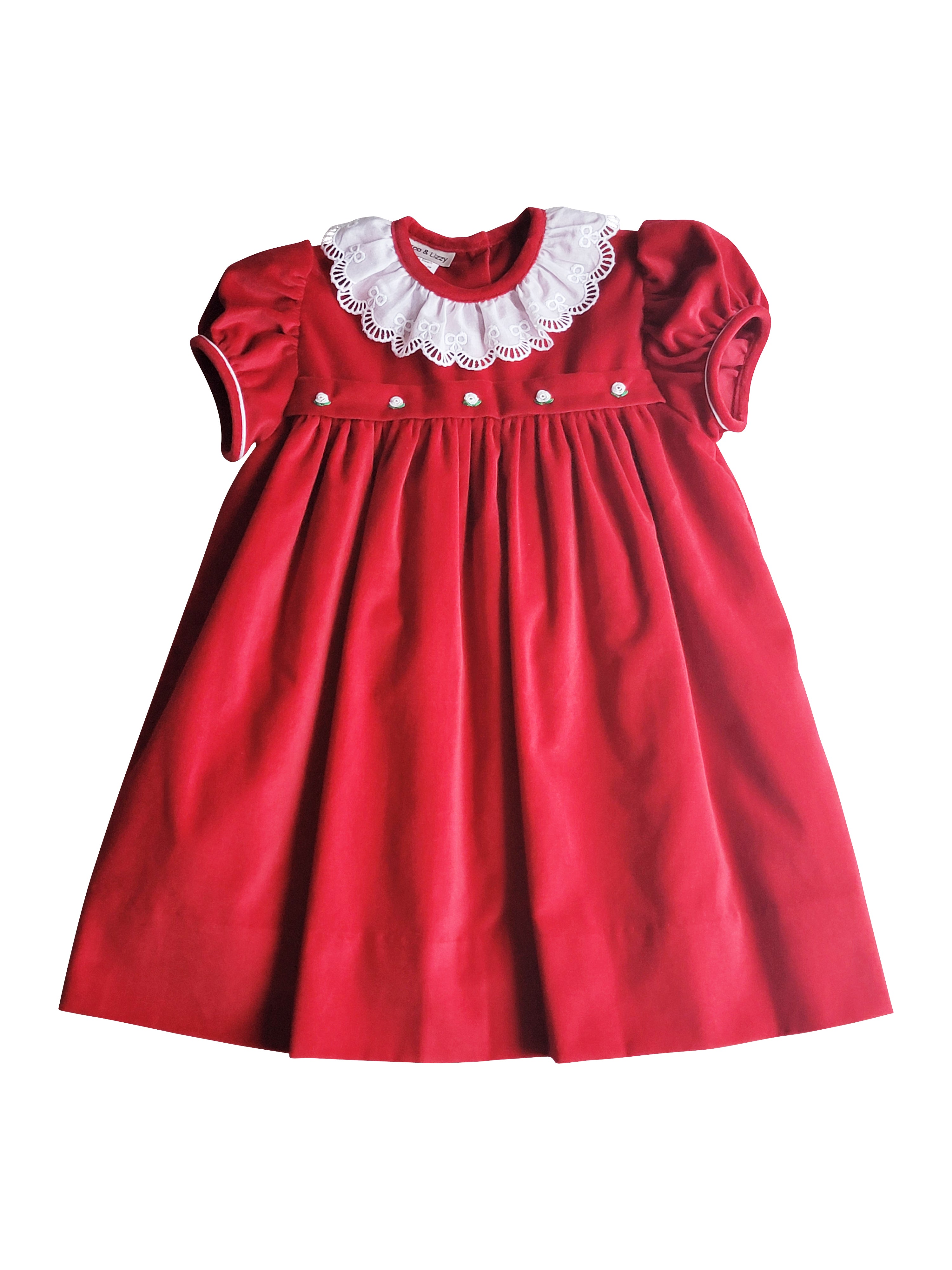 Christmas Red Velvet Collection Ruffle Float Girl's Dress - Little Threads Inc. Children's Clothing