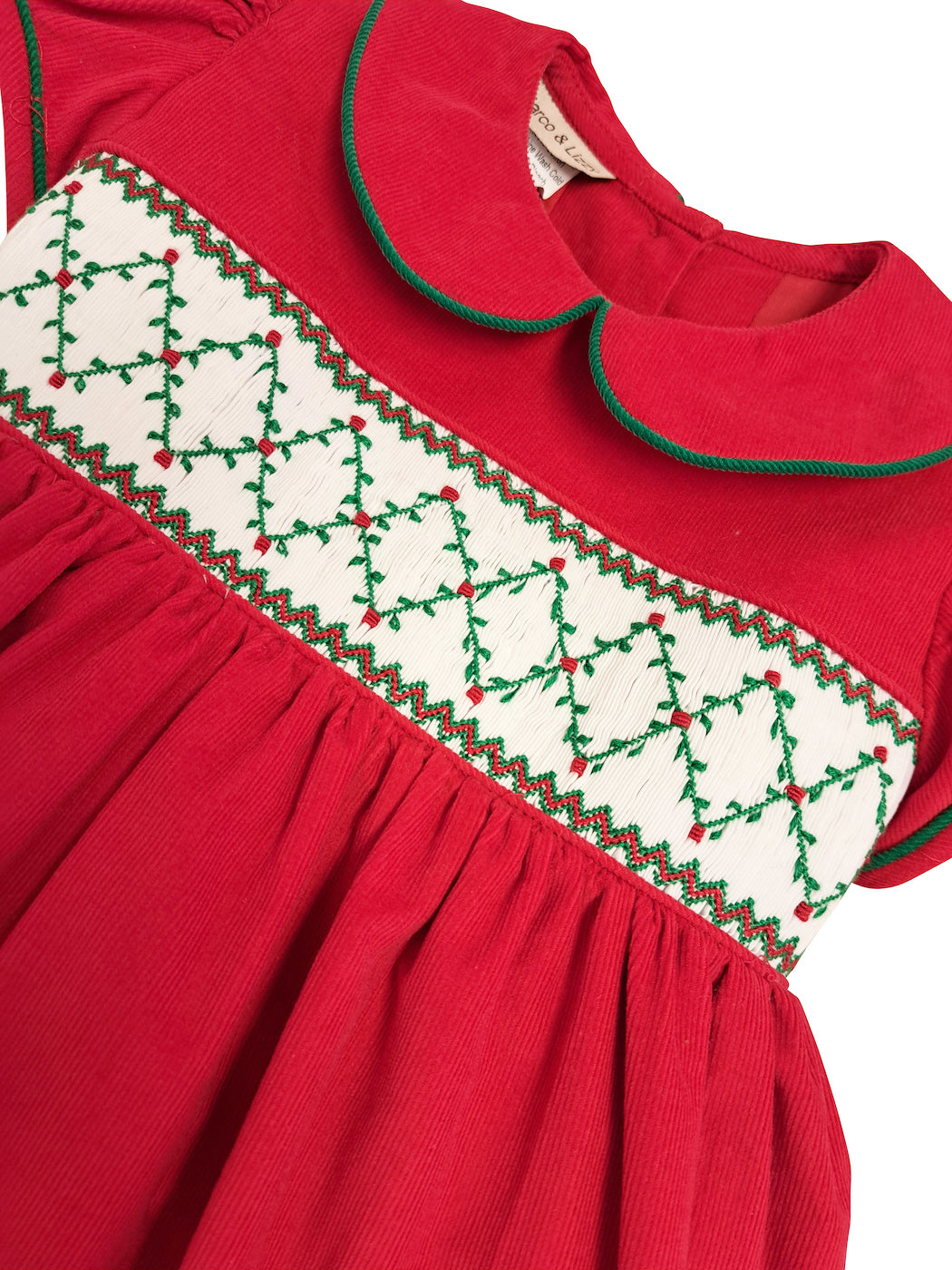 Christmas Time Hand Smocked Red Girl's Dress - Little Threads Inc. Children's Clothing