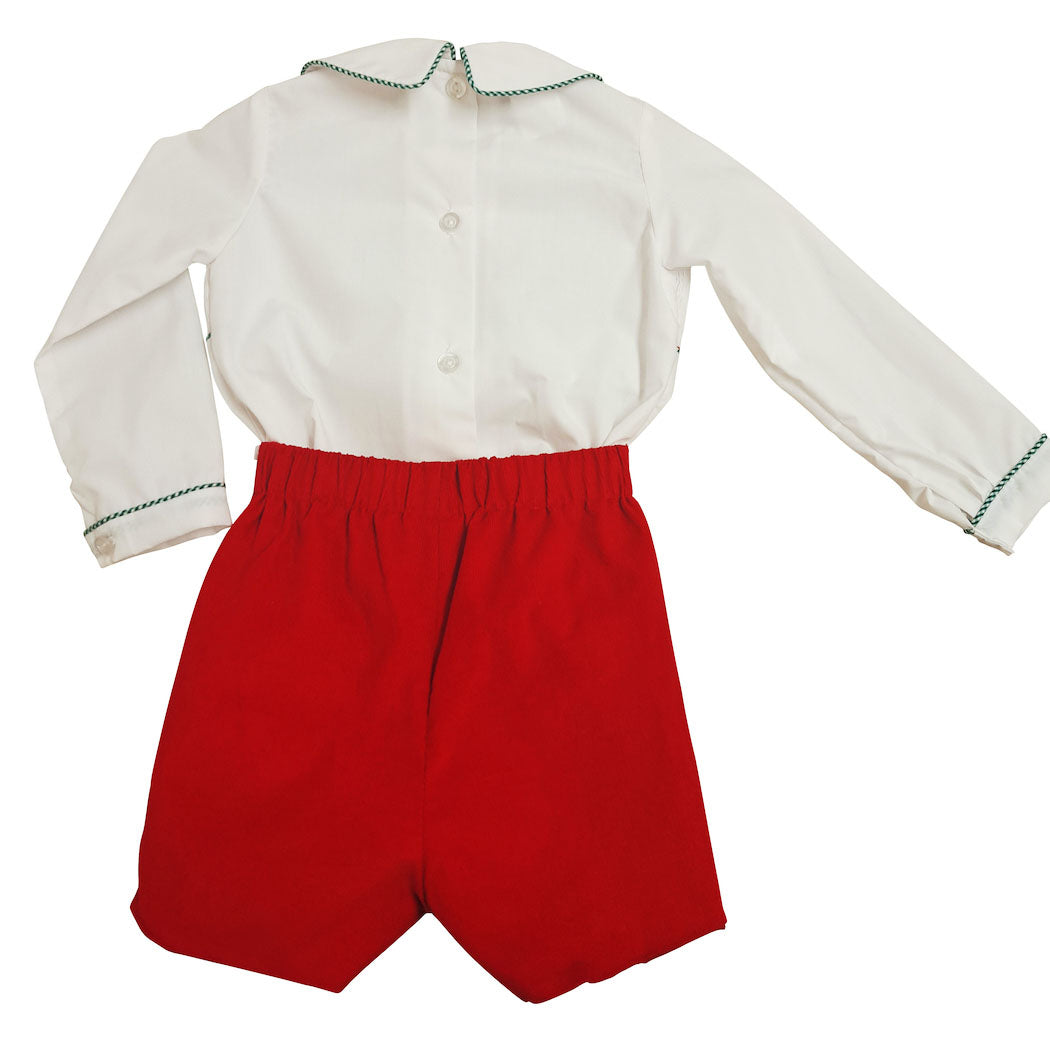 Boy "Christmas Noel"  White Long Sleeve Red Short Set - Little Threads Inc. Children's Clothing