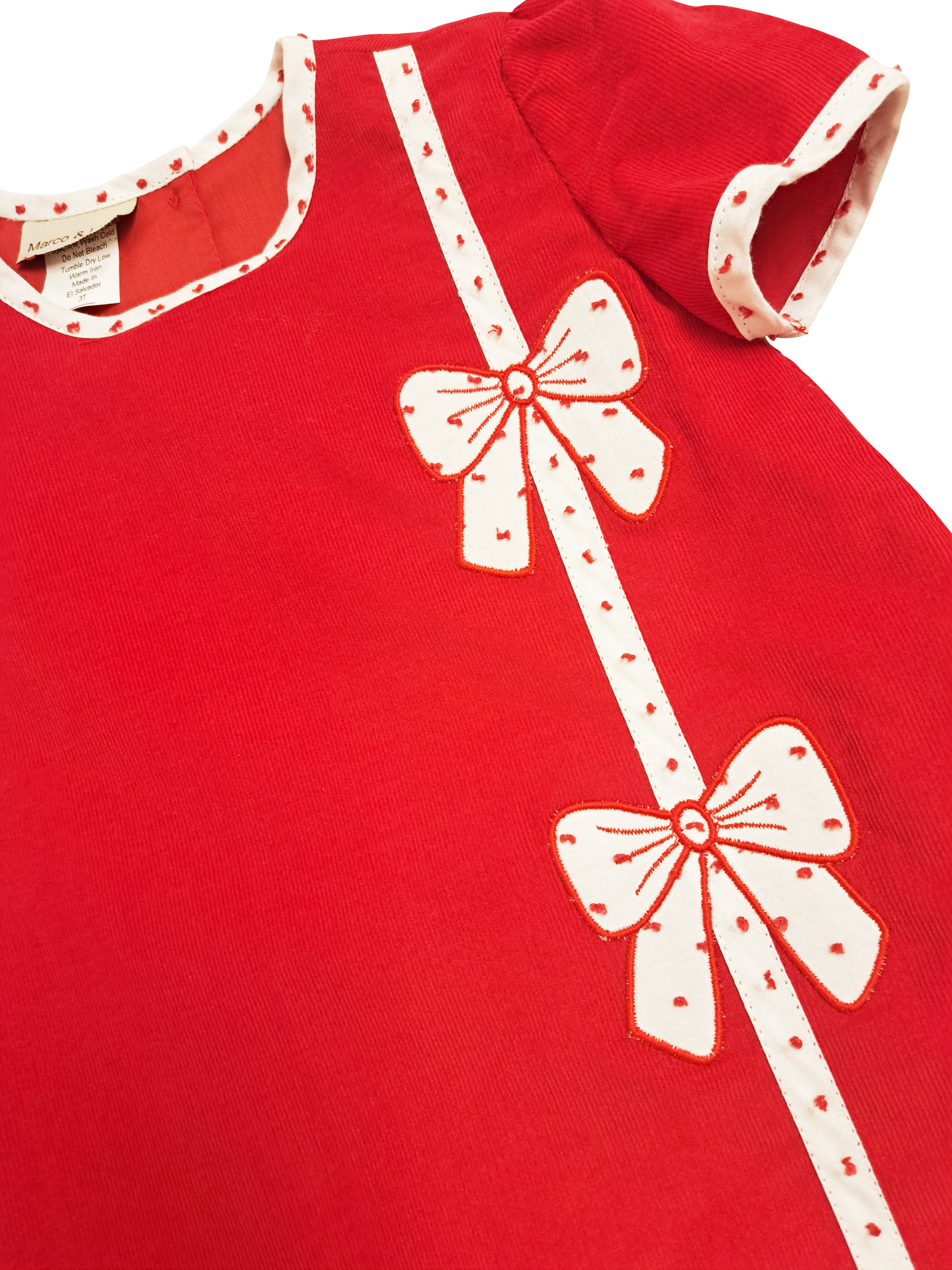 Christmas Red Bows A-line Girl's dress - Little Threads Inc. Children's Clothing