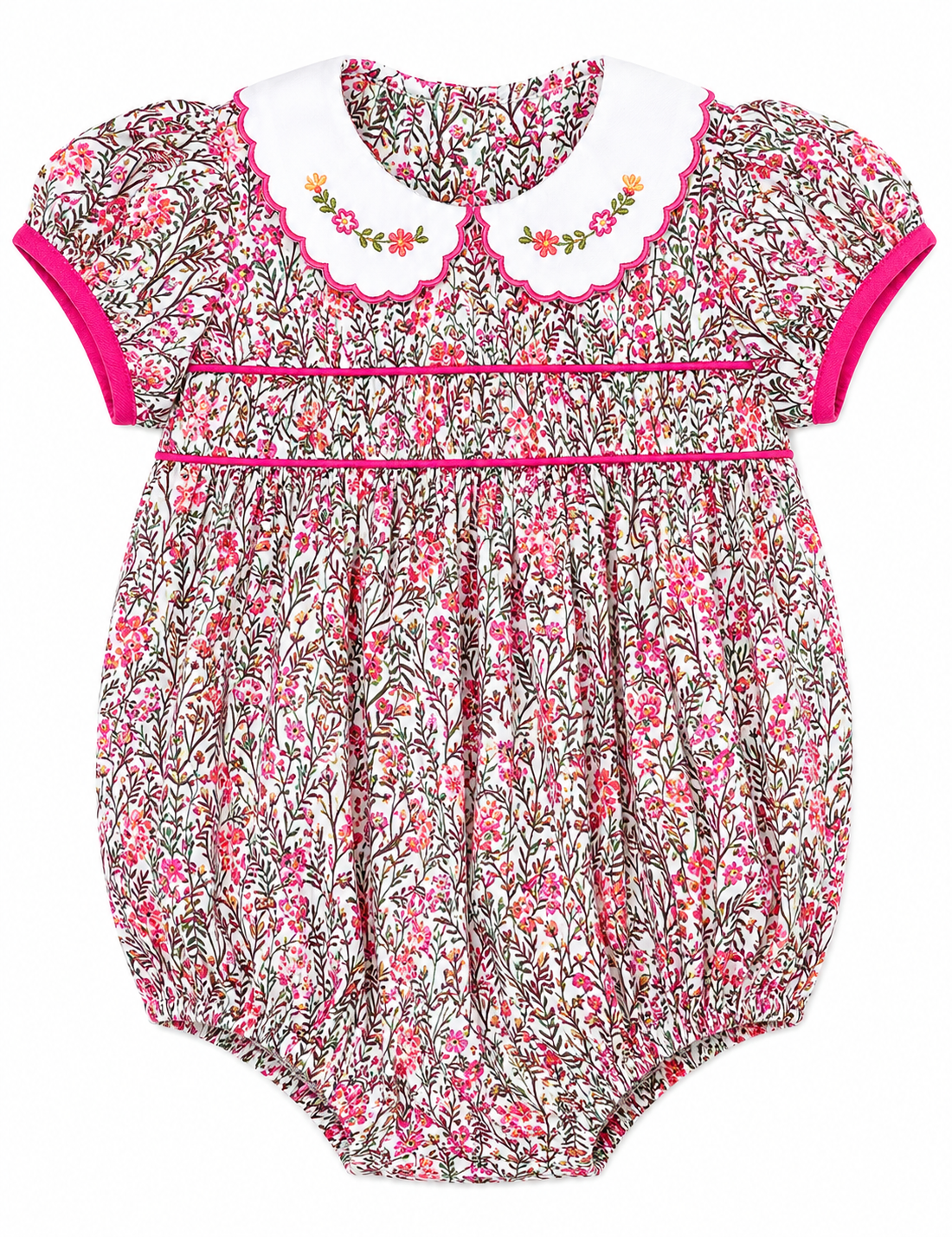 Baby Girl's "Amy & Lucas" Bubble with Embroidered Collar