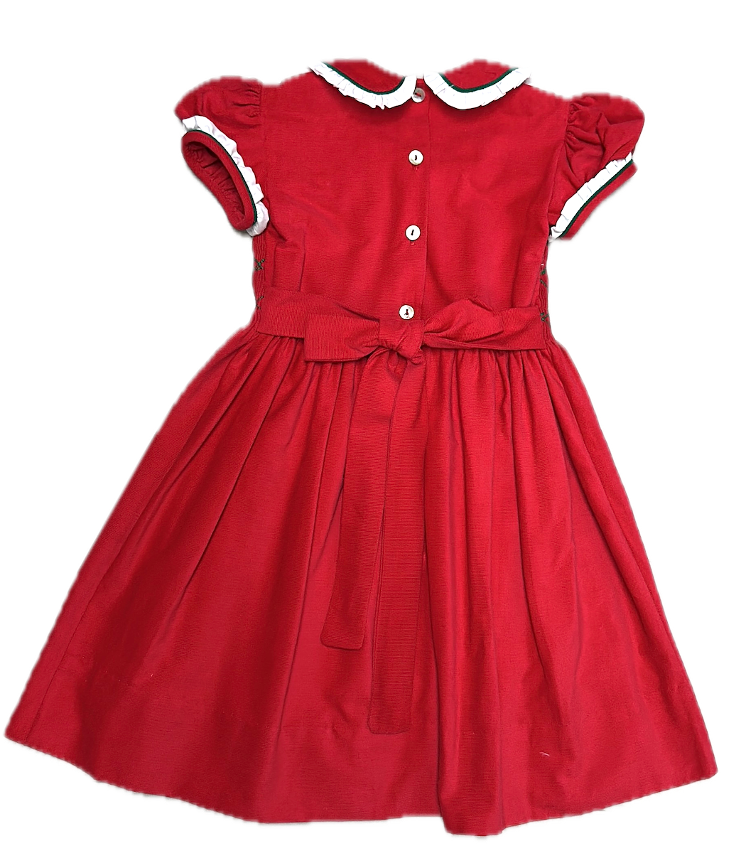 Christmas Hand  Smocked Girl's Dress
