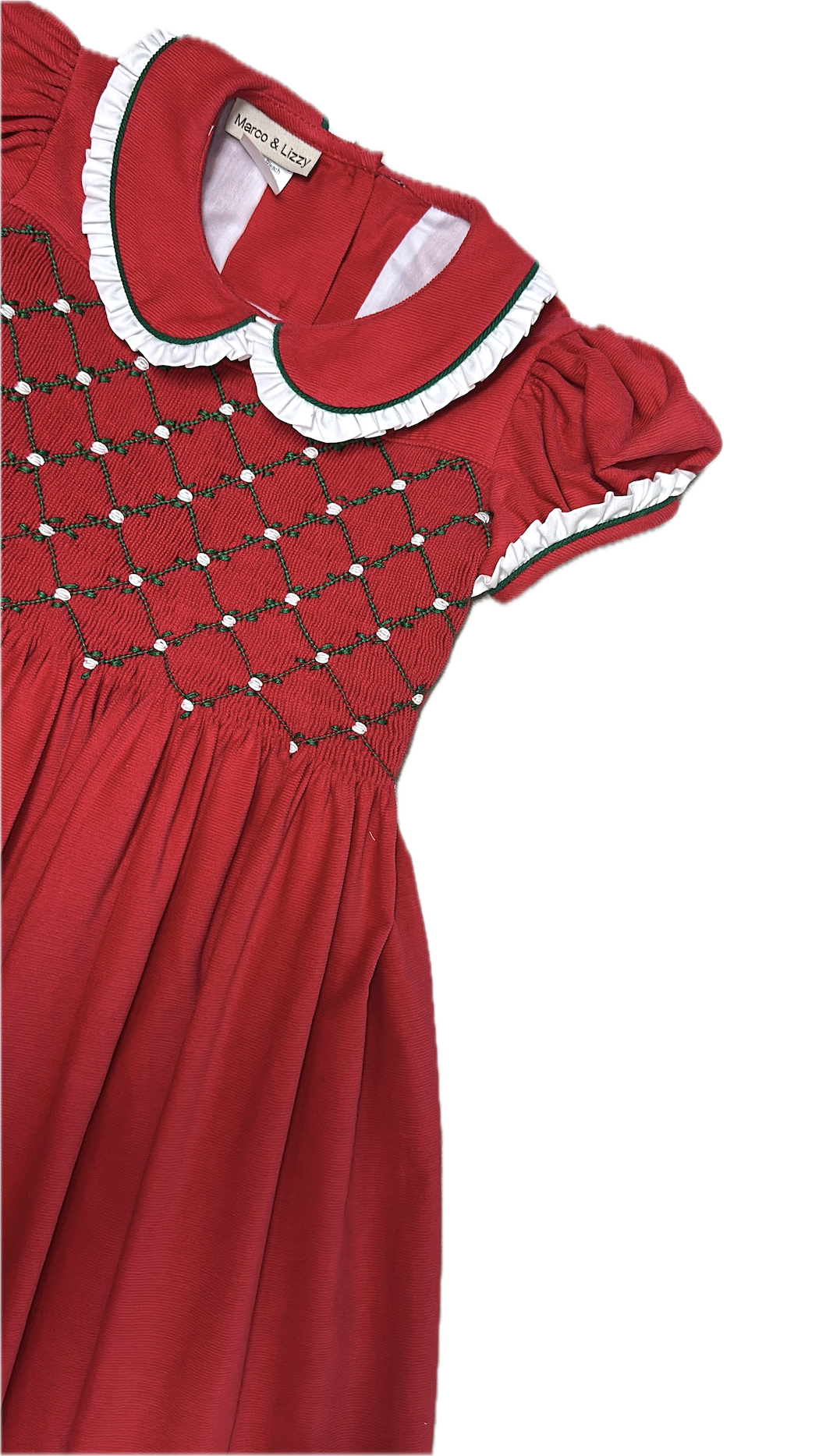 Christmas Hand  Smocked Girl's Dress