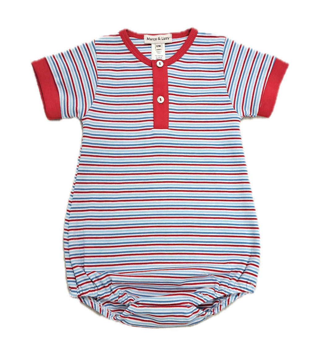 Red white and blue Stripe boy's romper - Little Threads Inc. Children's Clothing