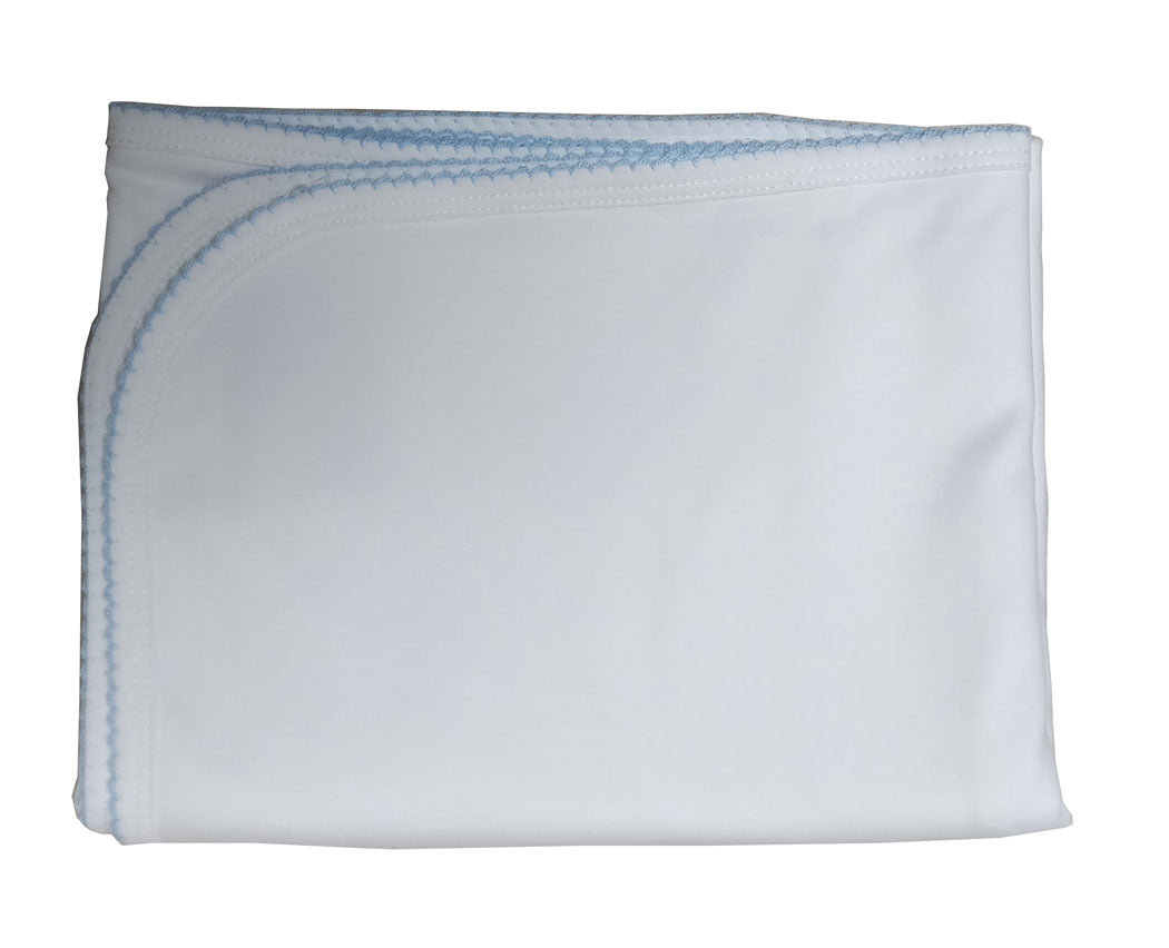 Baby Boy's White & Blue Blanket - Little Threads Inc. Children's Clothing