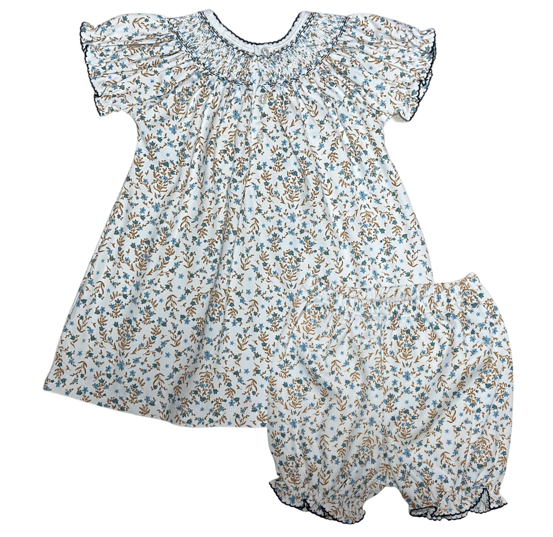 Fall Dainty Flowers Hand Smocked Bishop - Little Threads Inc. Children's Clothing