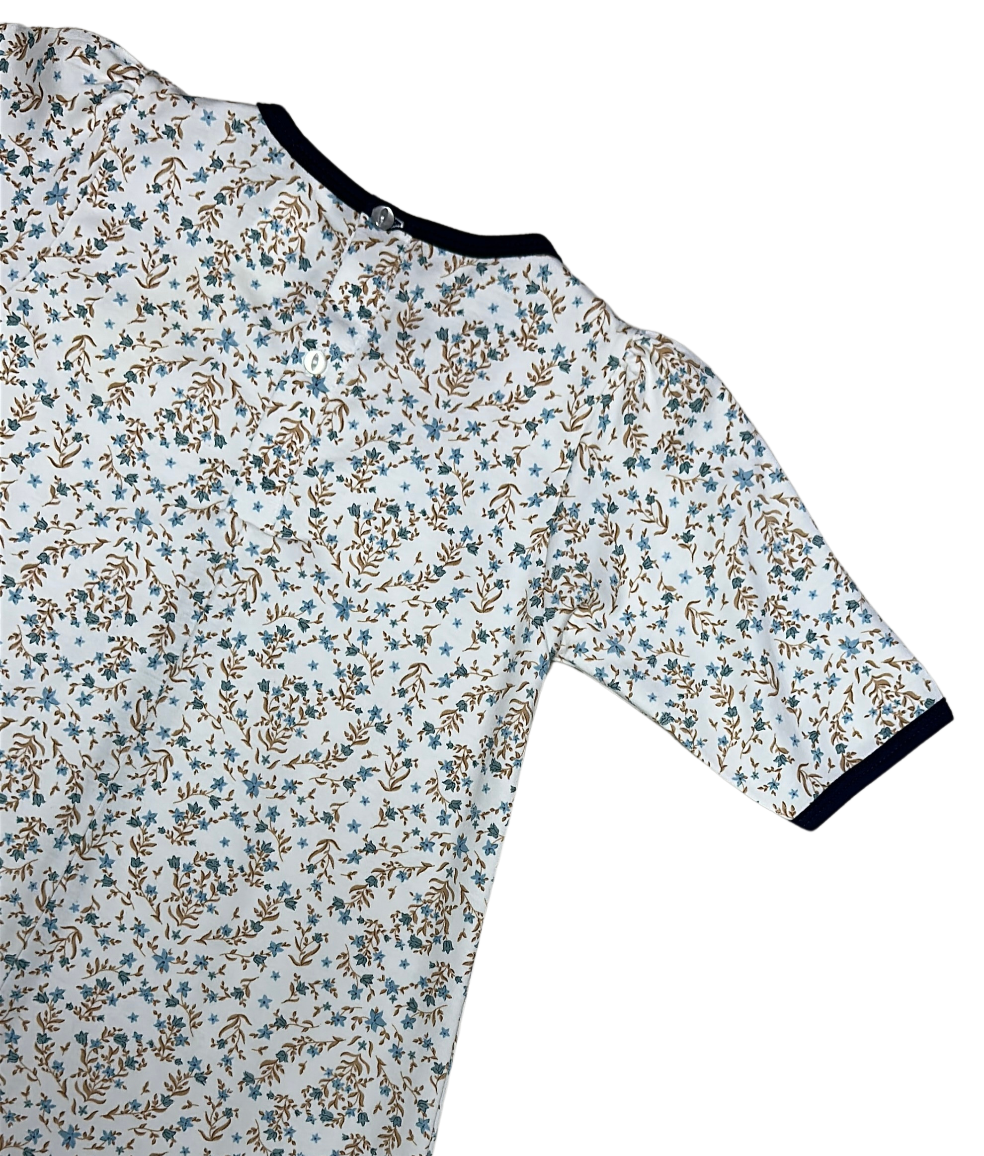 Fall Blue Dainty Glower Print A Line Girl's Dress - Little Threads Inc. Children's Clothing