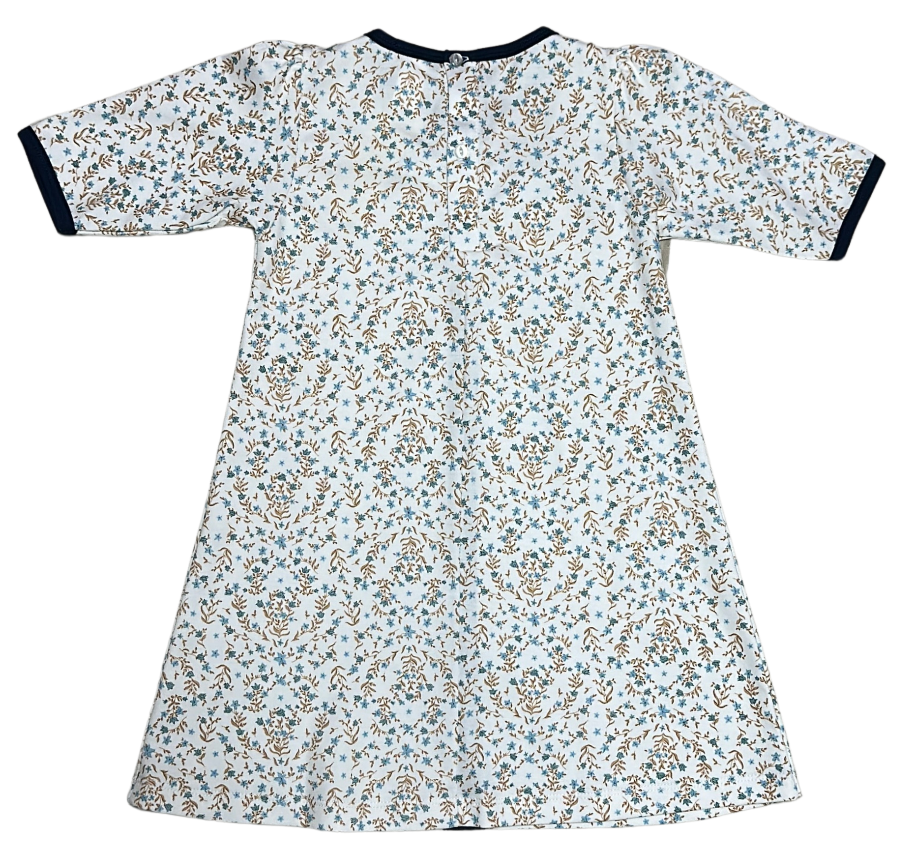 Fall Blue Dainty Glower Print A Line Girl's Dress - Little Threads Inc. Children's Clothing