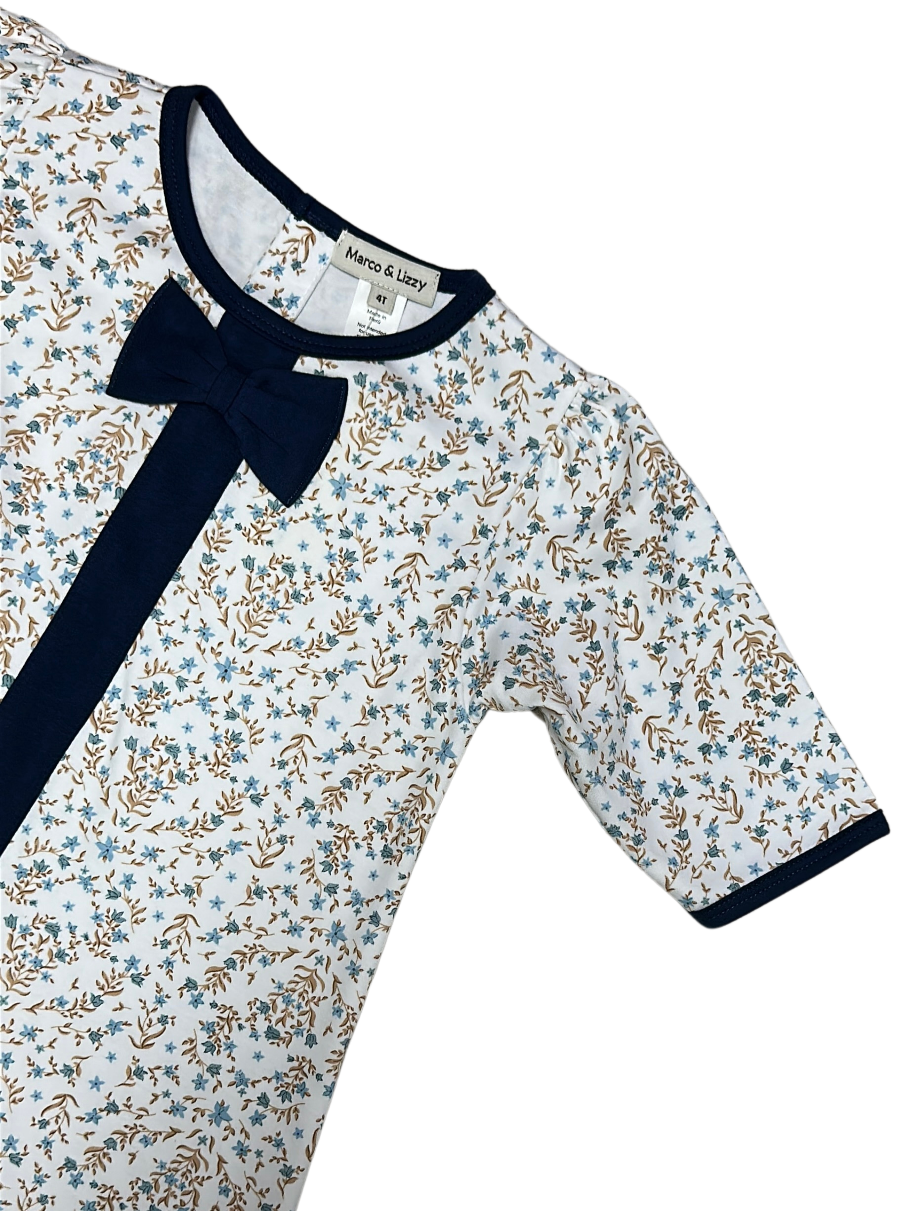 Fall Blue Dainty Glower Print A Line Girl's Dress - Little Threads Inc. Children's Clothing