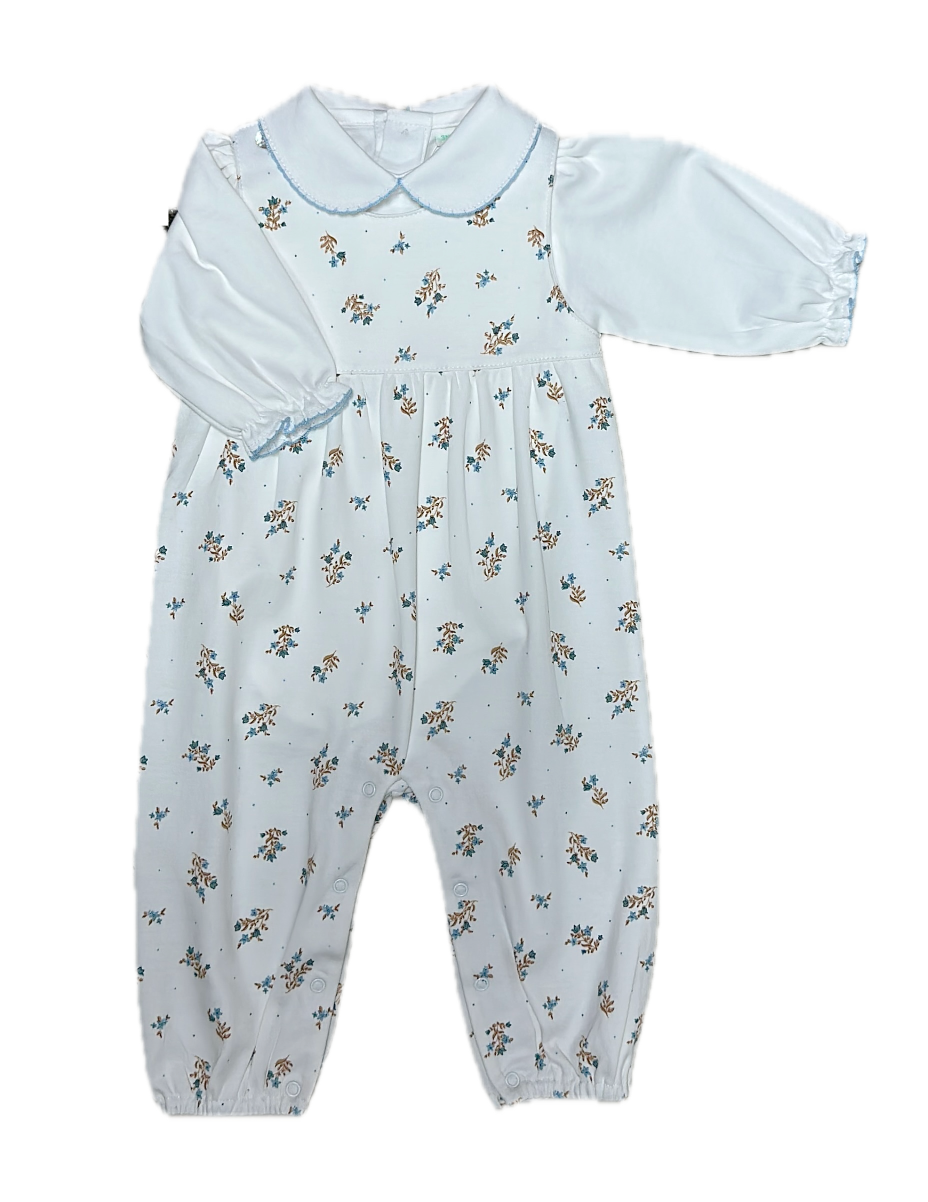 Baby Threads Baby Girl's Romper Set – Dainty Blue Fall Flowers | 100% Pima Cotton