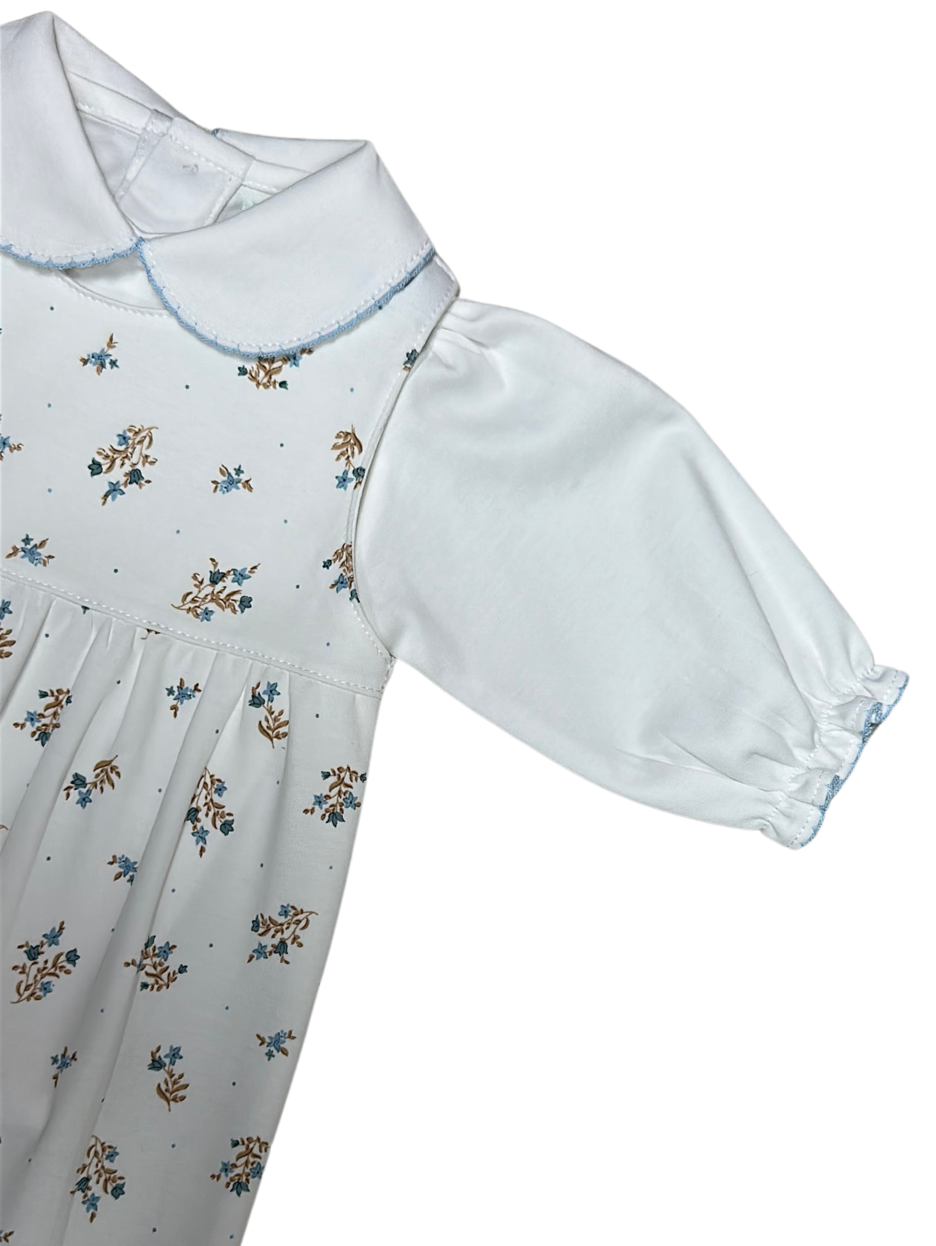 Baby Threads Baby Girl's Romper Set – Dainty Blue Fall Flowers | 100% Pima Cotton
