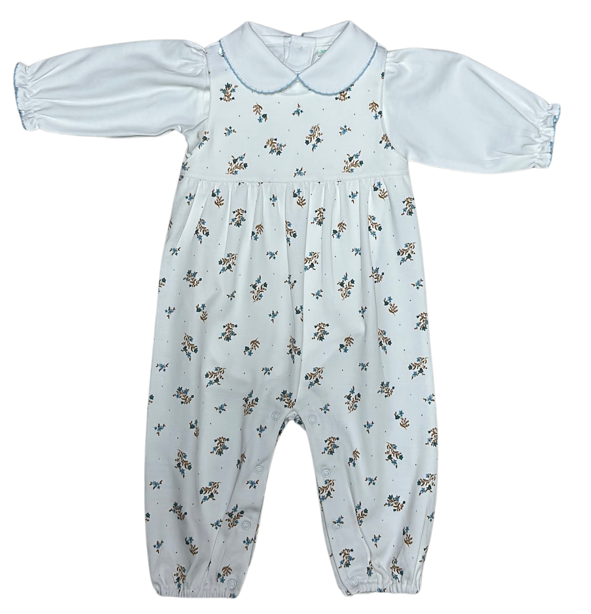 Baby Threads Baby Girl's Romper Set – Dainty Blue Fall Flowers | 100% Pima Cotton