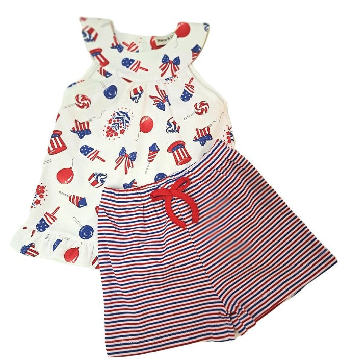 Patriotic girl's Pima cotton short set - Little Threads Inc. Children's Clothing