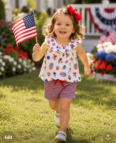 Patriotic Collection Girl's short set