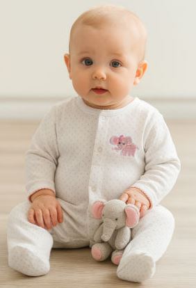 Baby Girl's "Elephant Collection" Pima Cotton Footie