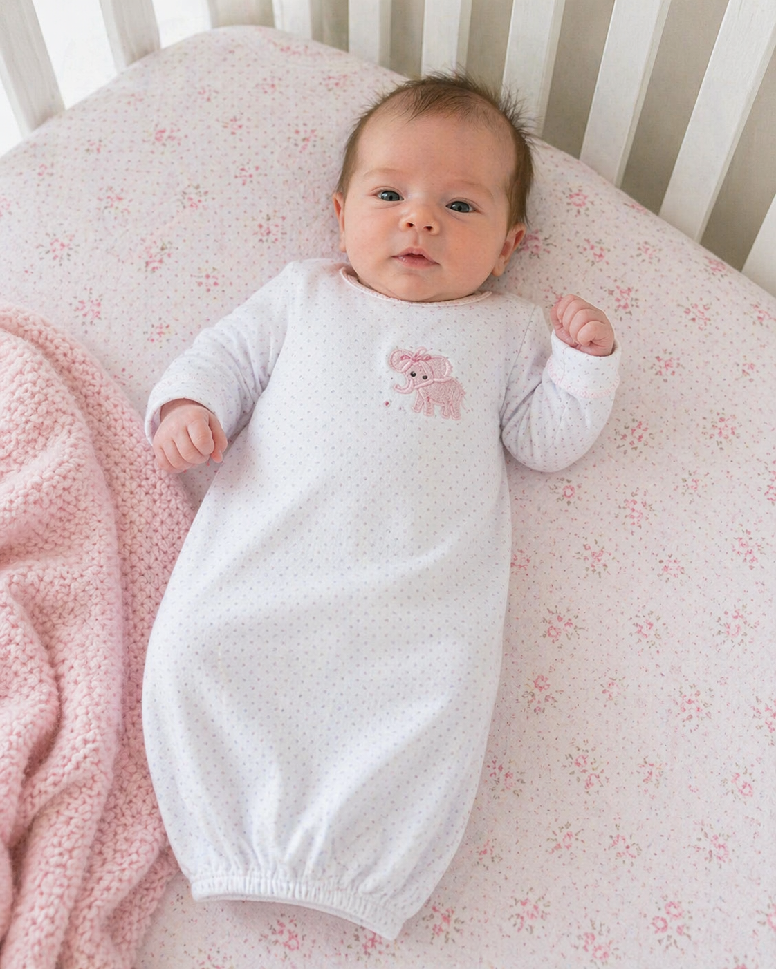 Baby Girl's "Elephant Collection" Pima Cotton Gown - Little Threads Inc. Children's Clothing