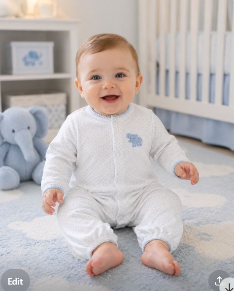 Baby Boy's "Elephant Collection" Pima Cotton Converter Gown