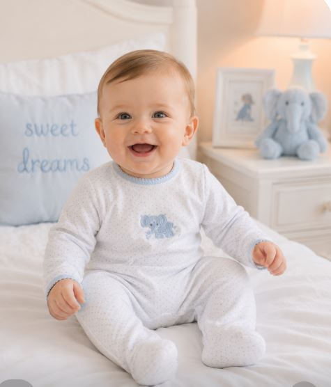 Baby Boy's "Elephant" Pima Cotton Footie