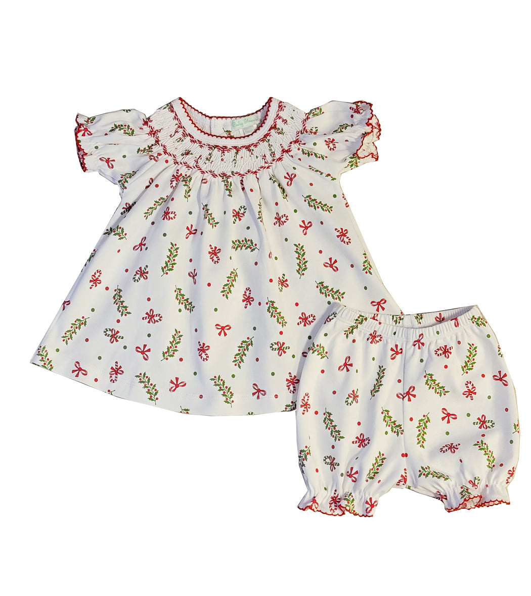 Baby Girl's Christmas Candy Canes & Bows Pima Cotton Bishop - Little Threads Inc. Children's Clothing