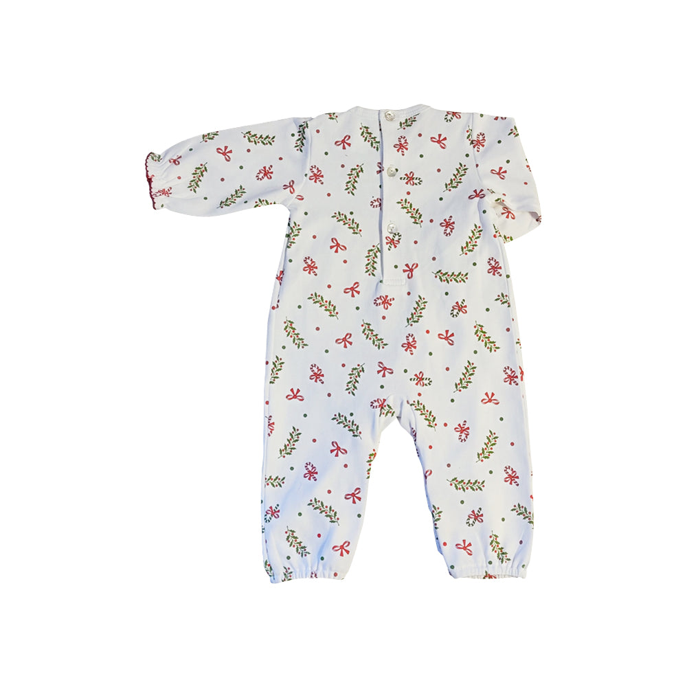 Christmas Pima Cotton Baby Girl Romper for monogramming - Little Threads Inc. Children's Clothing