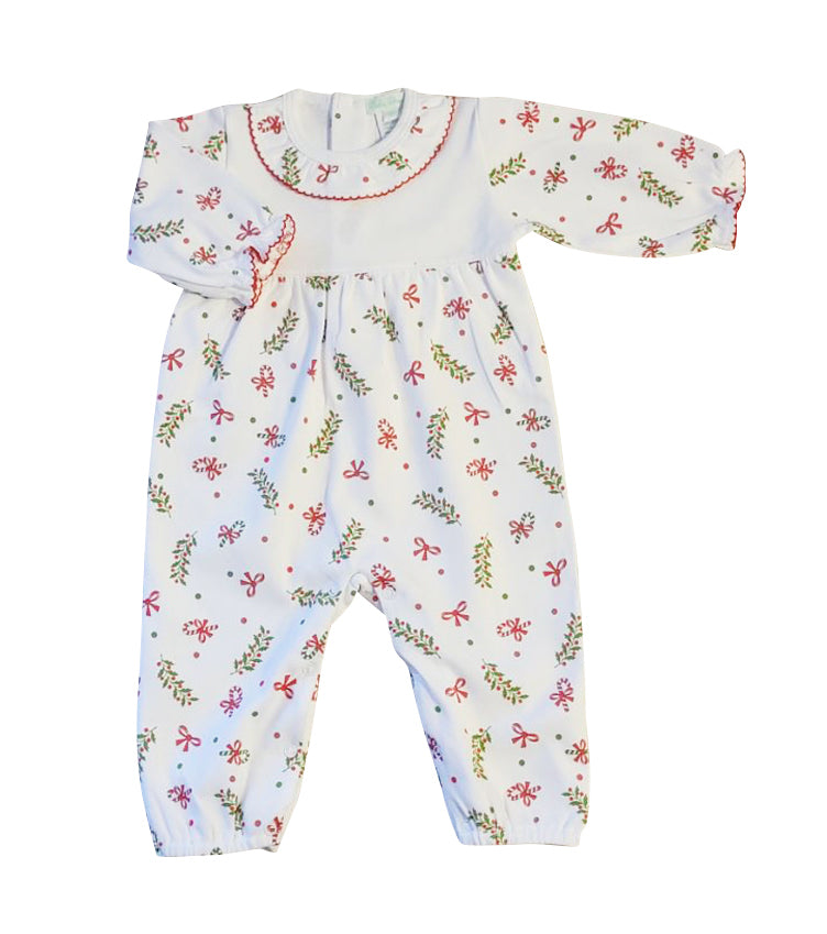 Christmas Pima Cotton Baby Girl Romper for monogramming - Little Threads Inc. Children's Clothing