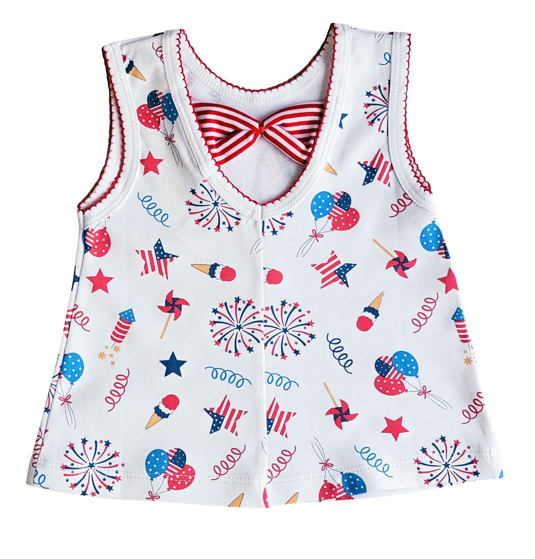 4th of July Print Baby Girl Diaper Set Pima Cotton - Little Threads Inc. Children's Clothing