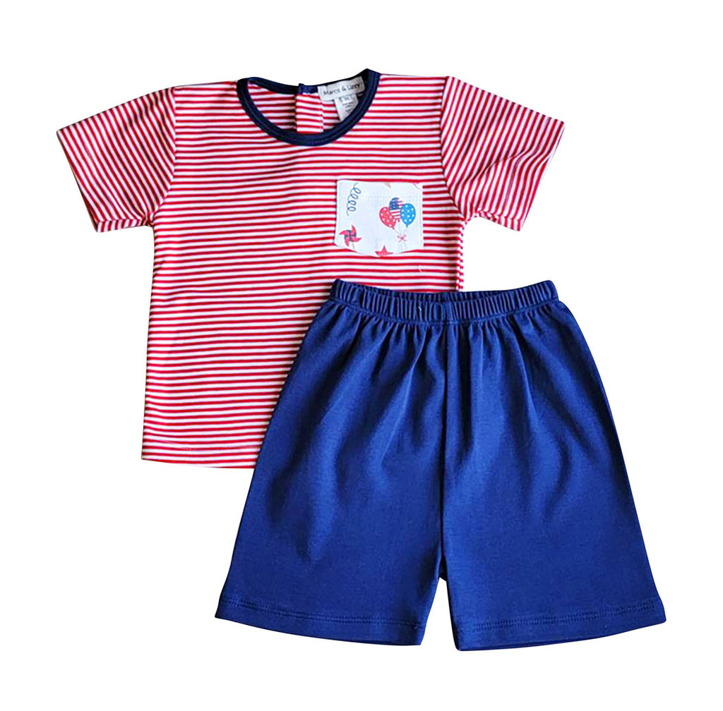 4th of July Print Shirt & Short set Boy's Pima Cotton - Little Threads Inc. Children's Clothing