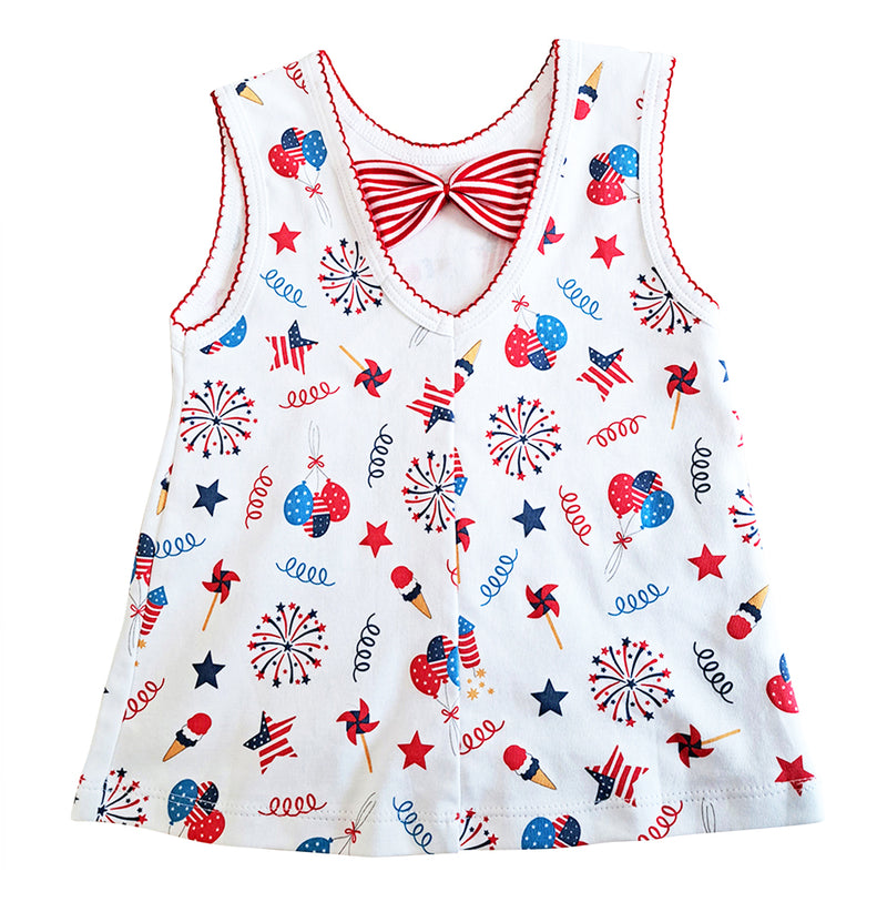 4th of July Print Shirt & Short set Girl's Pima Cotton - Little Threads Inc. Children's Clothing
