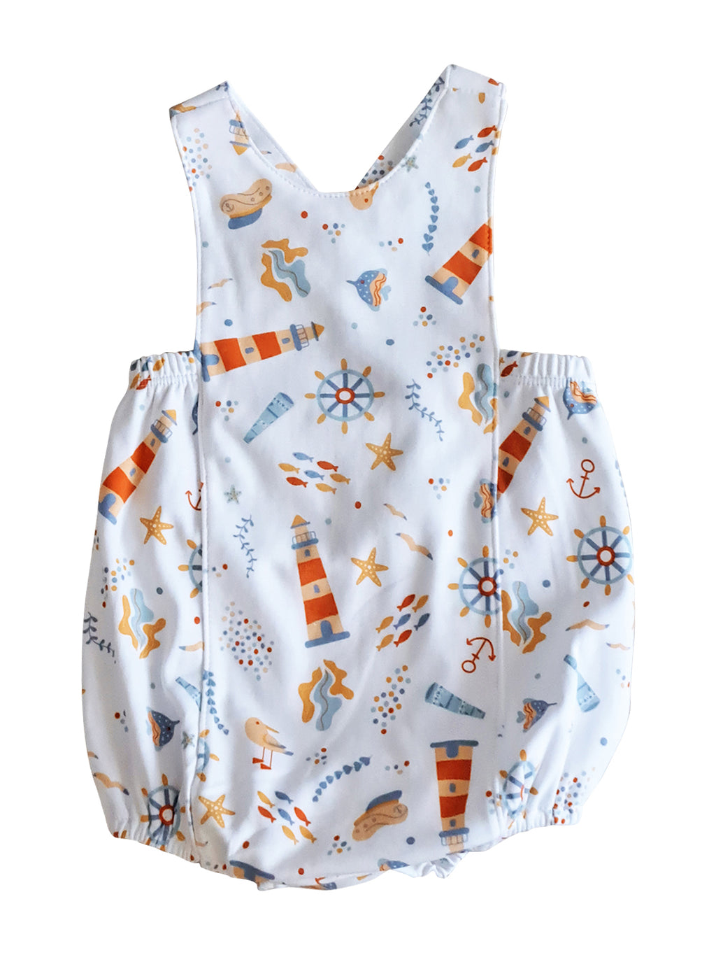 Orange Baby Boy's Nautical Print Romper - Little Threads Inc. Children's Clothing