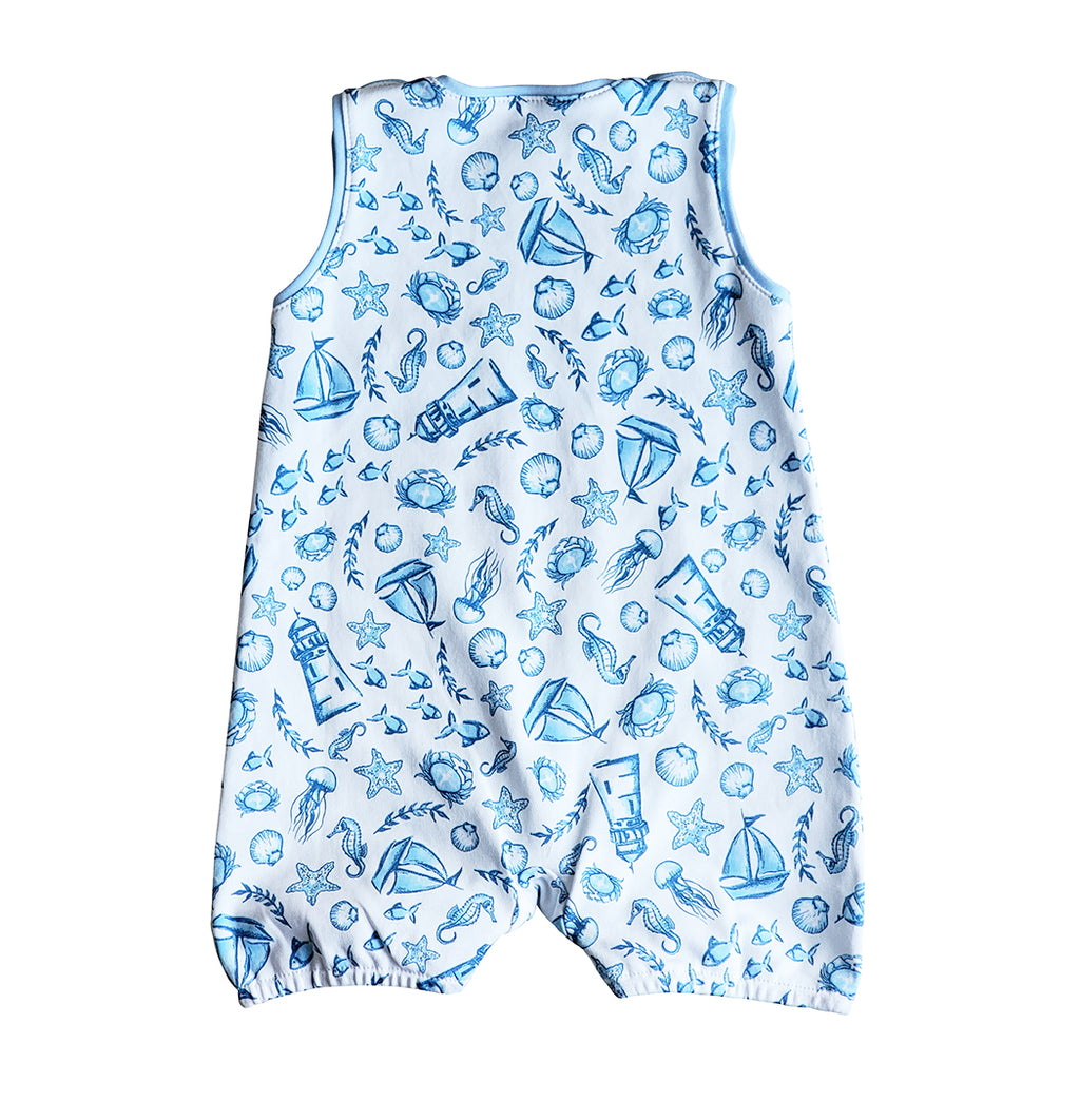 Baby Boy Blue Nautical Romper - Little Threads Inc. Children's Clothing