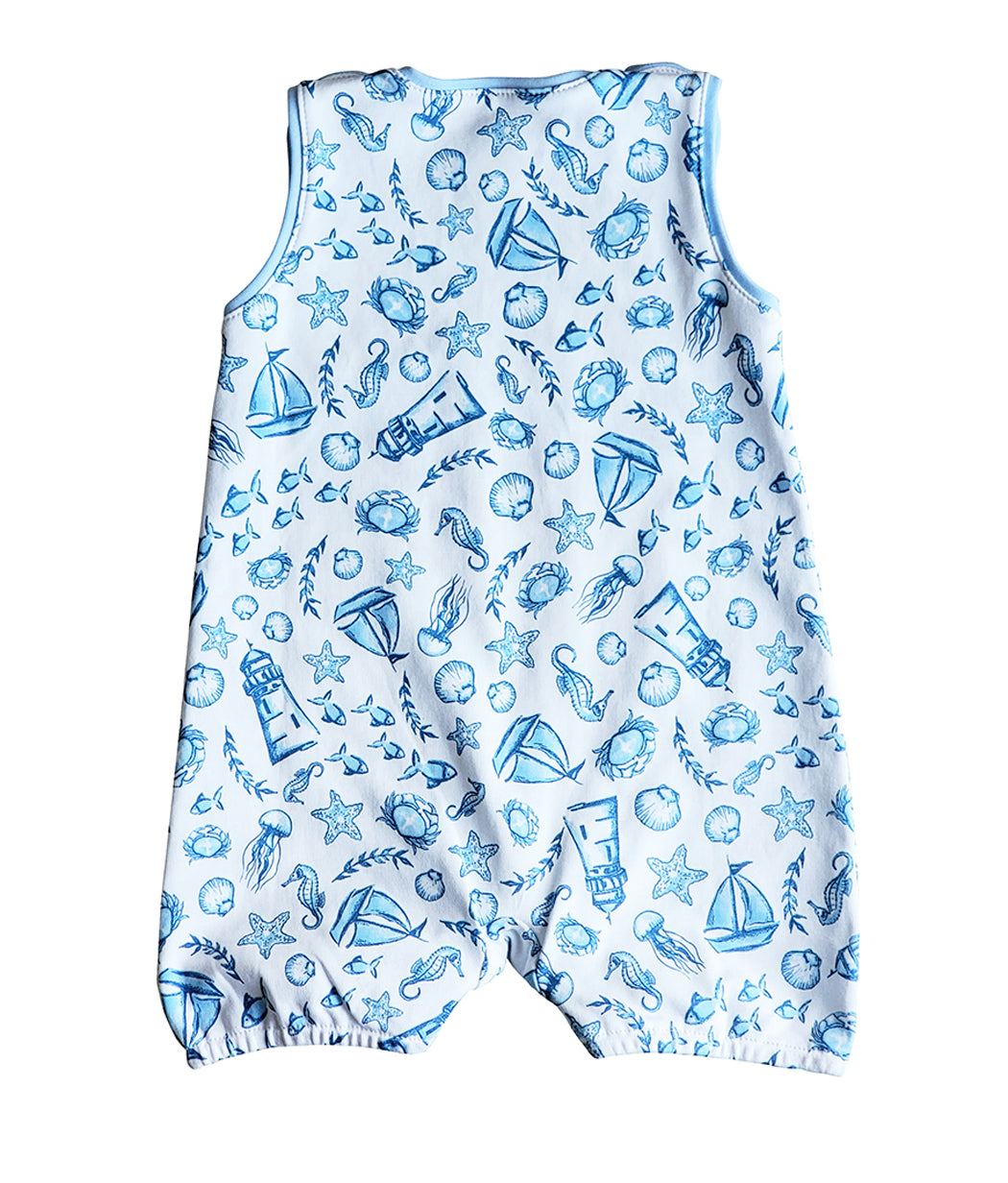 Baby Boy Blue Nautical Romper - Little Threads Inc. Children's Clothing