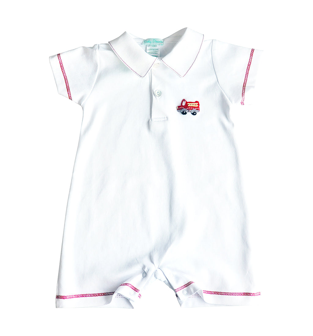 Firetruck Baby Boy Romper - Little Threads Inc. Children's Clothing