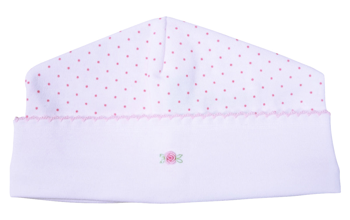 Pink dots rosebud baby girl hat - Little Threads Inc. Children's Clothing