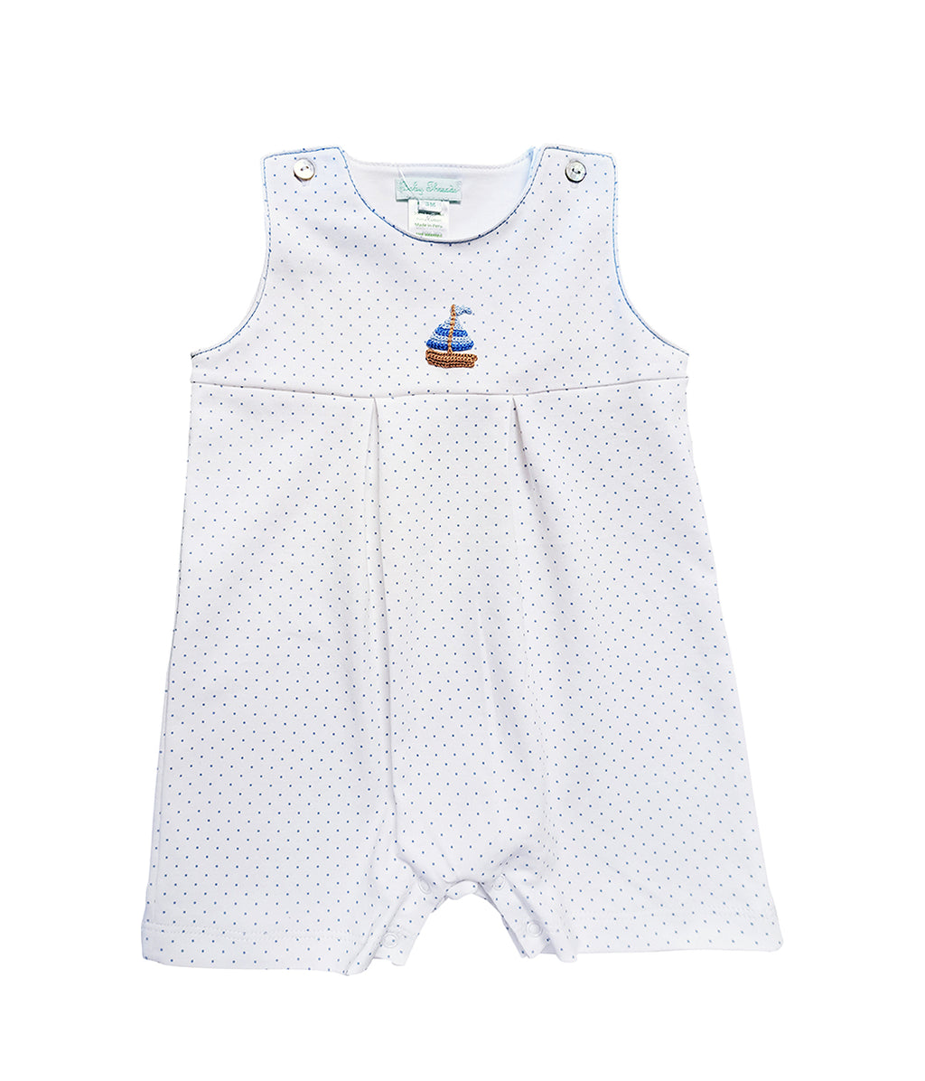 Sailboat Print Baby Boy Pima Cotton Smocked Romper - Little Threads Inc. Children's Clothing