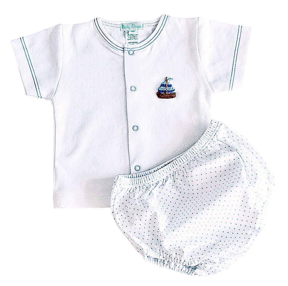 Sailboat Pima cotton Baby Boy Diaper Set - Little Threads Inc. Children's Clothing