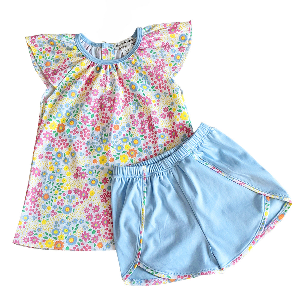 Alisson Girl's shirt & short set Pima Cotton - Little Threads Inc. Children's Clothing