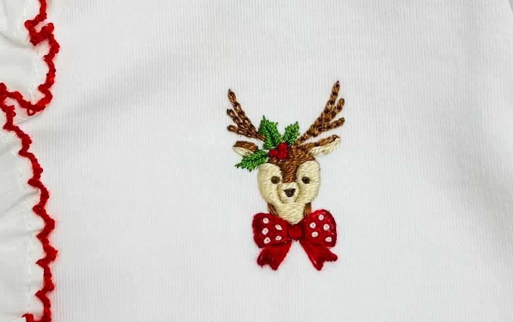 Baby Girl's "Christmas Reindeer" Pima Cotton Converter - Little Threads Inc. Children's Clothing
