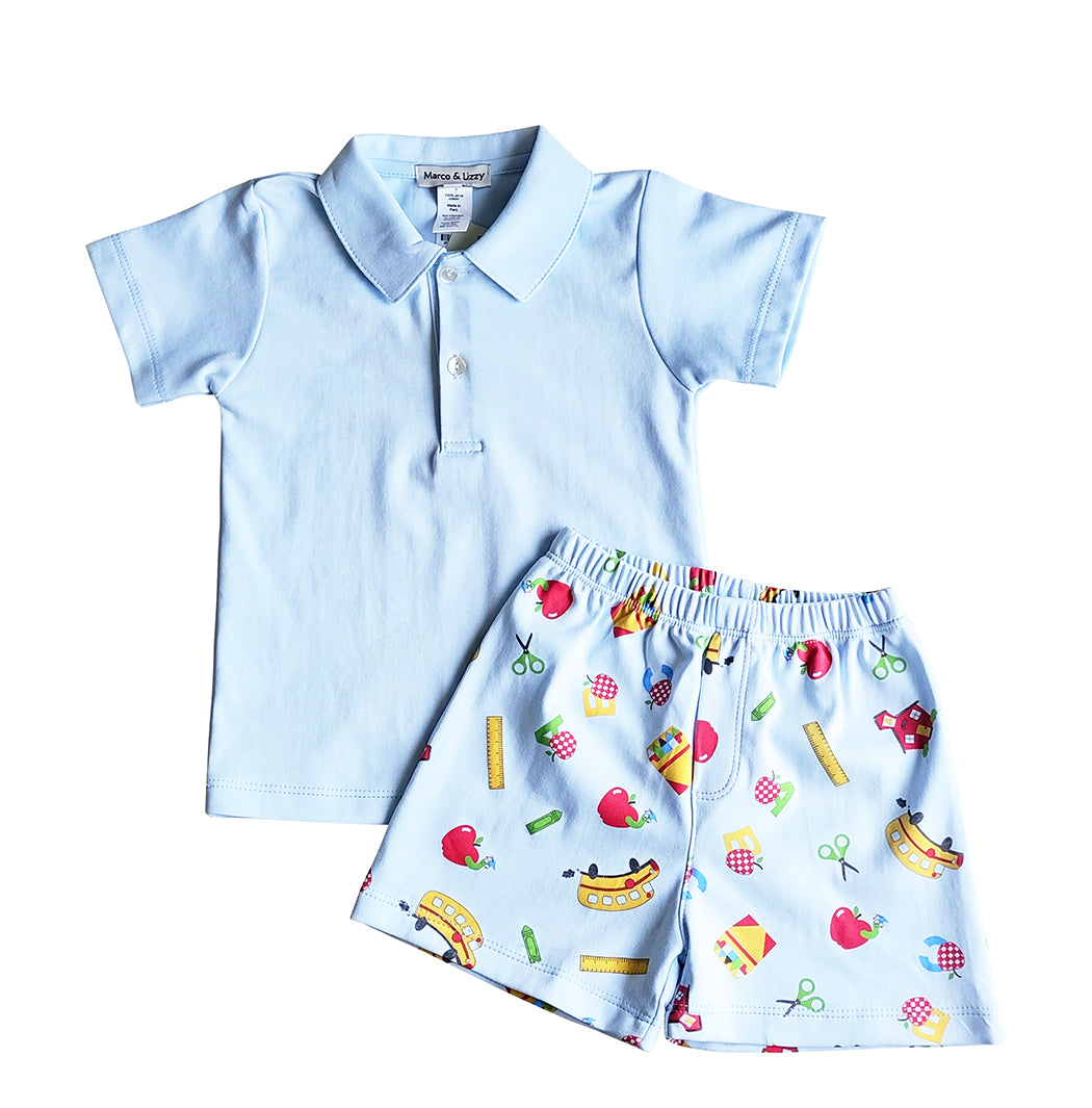 Back To school boy polo short set Pima Cotton - Little Threads Inc. Children's Clothing