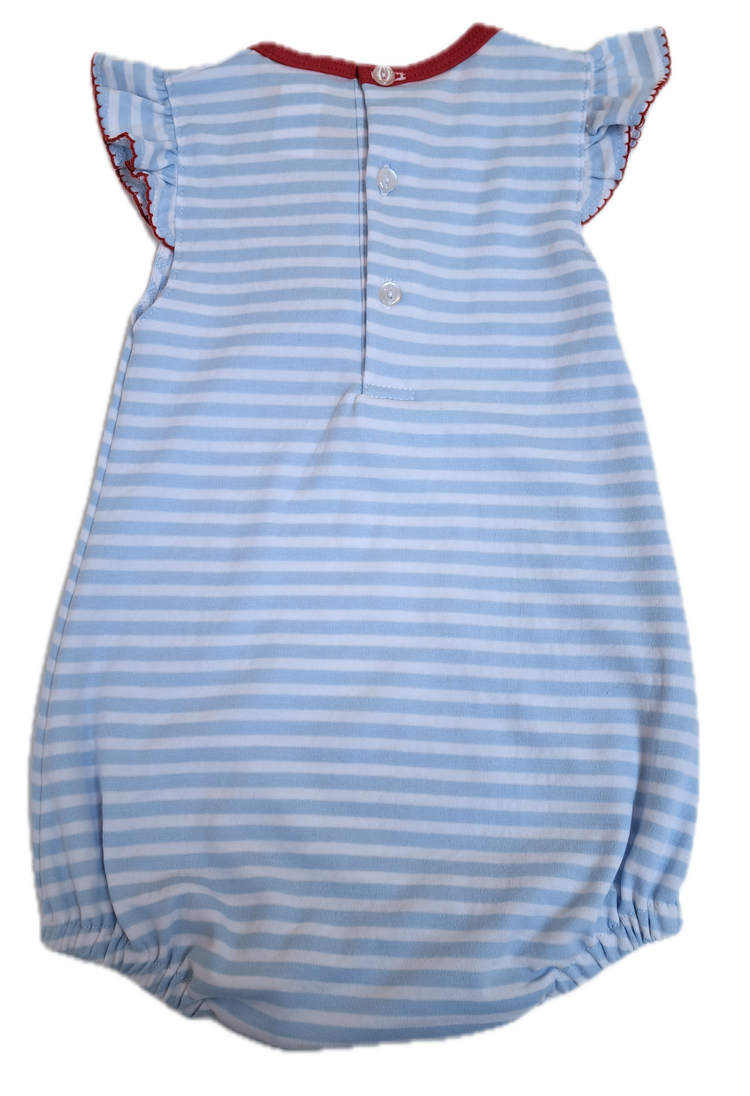 Cherry applique Blue stripe baby girl romper - Little Threads Inc. Children's Clothing
