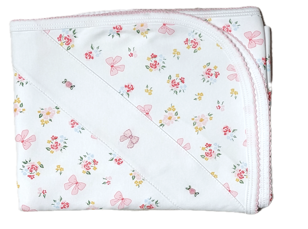 Bows & Flowers Print Baby Blanket