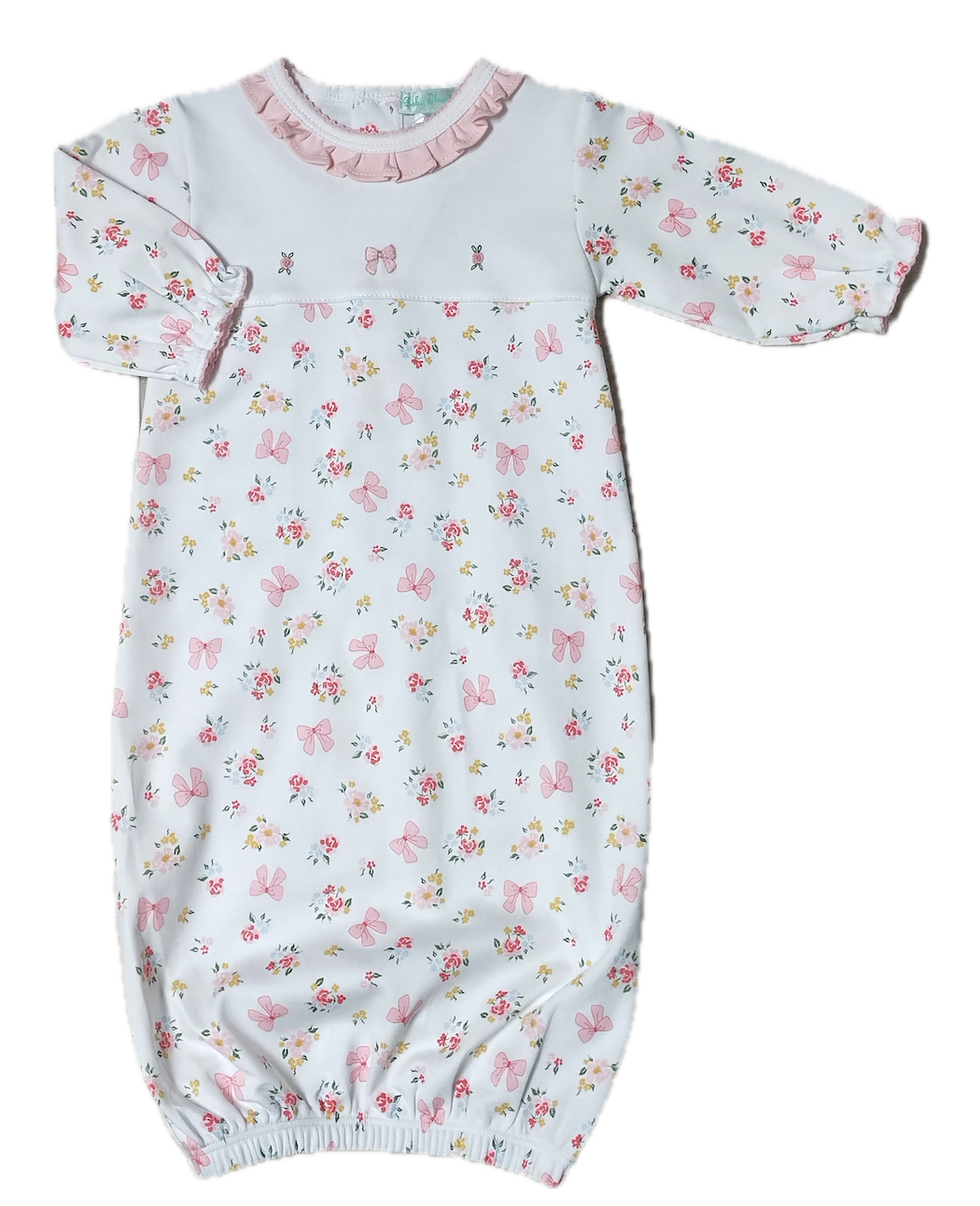 Bows & Flowers  Print Baby Gown