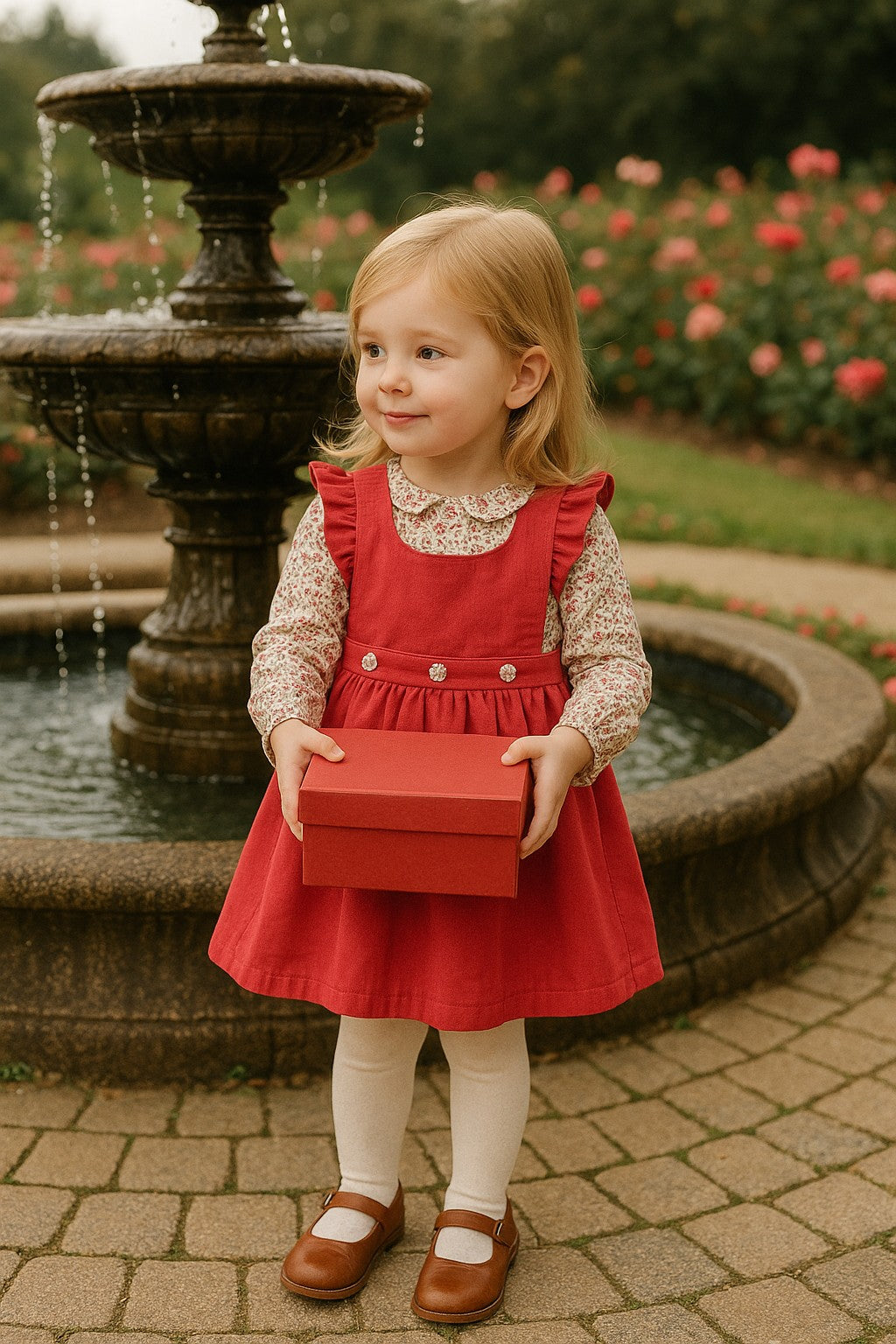 Isabella Fall Corduroy Jumper Dress with Floral Blouse Set