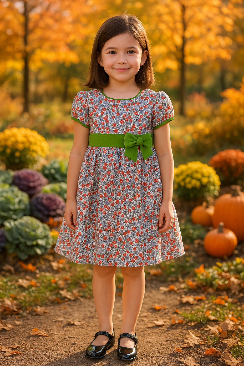 Janelle Floral Cotton Classic Girl's Dress - Little Threads Inc. Children's Clothing