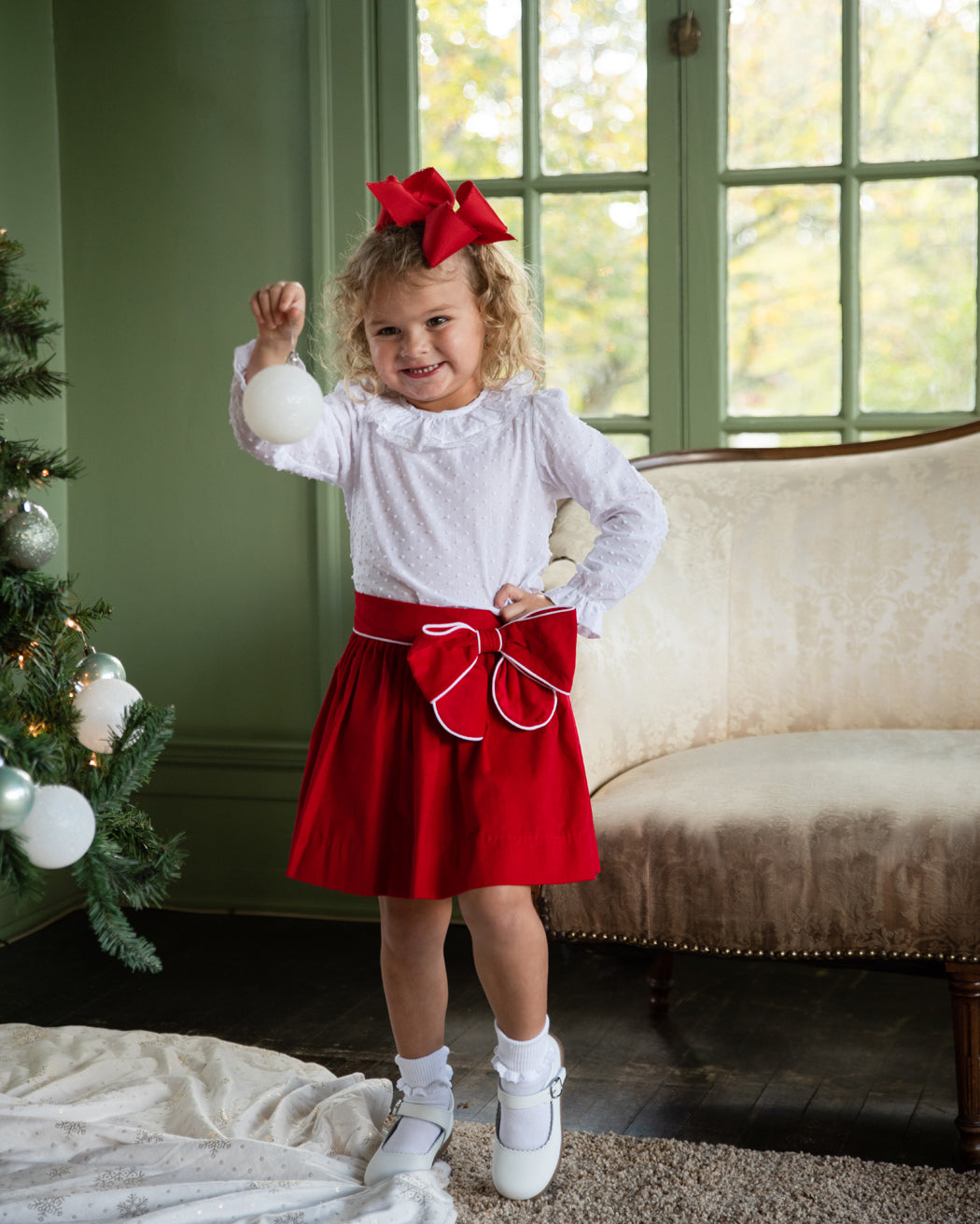Red Bow Christmas girl skirt - Little Threads Inc. Children's Clothing