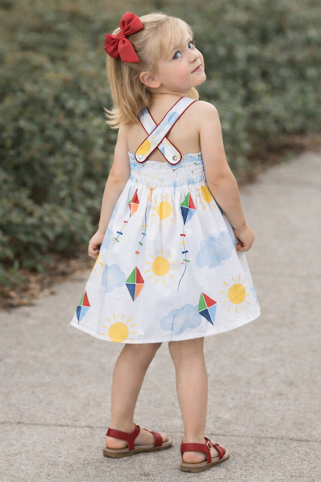 Kites Open Back Girls Sundress - Little Threads Inc. Children's Clothing
