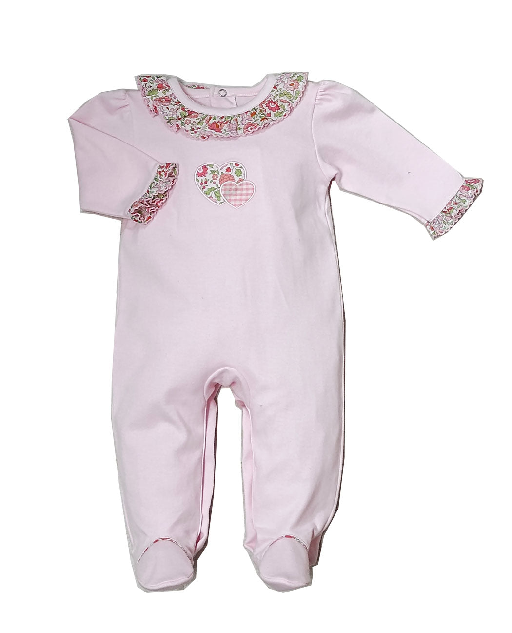 Baby Girl's Pink Liberty Heart Footie - Little Threads Inc. Children's Clothing
