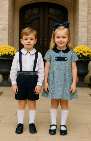 London boy's 2 pc hand smocked short set